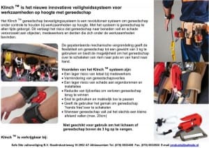Article image of: Klinch TM: innovatief  systeem voor werken op hoogte met gereedschap